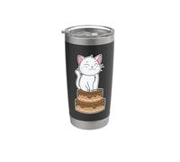 Gatto con torta di compleanno Bicchiere termico in acciaio inox doppia parete