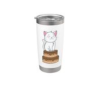 Gatto con torta di compleanno Bicchiere termico in acciaio inox doppia parete