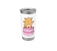 Gatto con torta di compleanno Bicchiere termico in acciaio inox doppia parete