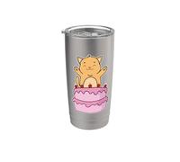 Gatto con torta di compleanno Bicchiere termico in acciaio inox doppia parete