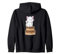 Gatto con Torta di Compleanno Felpa con Cappuccio