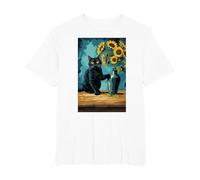 Gatto con Un Vaso di Girasole Maglietta, Uomo Taglie Grandi, Bianco, 6X Tall