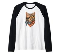 Gatto Cool Los Angeles retrò USA Vibes Maglia con Maniche Raglan