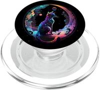 Gatto cosmico fresco colorato Crescent Moon e nuvole gattino PopSockets PopGrip per MagSafe