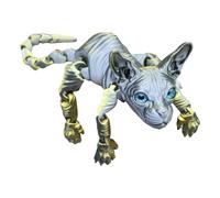 Gatto custode 3D, Animali stampati in 3D Gatto senza peli, statuetta animale realistica e colorata a vita reale, articolazioni flessibili, decorazione per ufficio o casa, per chi ama i gatti