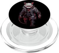 Gatto cyberpunk con occhi rossi sanguinanti come design del PopSockets PopGrip per MagSafe