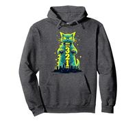 Gatto d'attacco nel 321 feroce felino Invade la Città Felpa con Cappuccio, Unisex per Adulti, Grigio Scuro, M