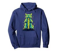 Gatto d'attacco nel 321 feroce felino Invade la Città Felpa con Cappuccio, Unisex per Adulti, Navy, L