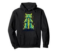 Gatto d'attacco nel 321 feroce felino Invade la Città Felpa con Cappuccio, Unisex per Adulti, Nero, XL