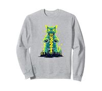 Gatto d'attacco nel 321 feroce felino Invade la Città Felpa, Unisex per Adulti, Grigio Melange, L