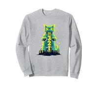 Gatto d'attacco nel 321 feroce felino Invade la Città Felpa, Unisex per Adulti, Grigio Melange, XL