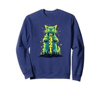 Gatto d'attacco nel 321 feroce felino Invade la Città Felpa, Unisex per Adulti, Navy, L