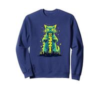Gatto d'attacco nel 321 feroce felino Invade la Città Felpa, Unisex per Adulti, Navy, M