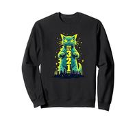 Gatto d'attacco nel 321 feroce felino Invade la Città Felpa, Unisex per Adulti, Nero, L