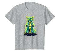 Gatto d'attacco nel 321 feroce felino Invade la Città Maglietta, Bambini, Grigio Melange, 4 Anni
