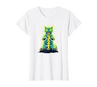 Gatto d'attacco nel 321 feroce felino Invade la Città Maglietta, Donna, Bianco, 3XL