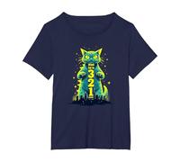 Gatto d'attacco nel 321 feroce felino Invade la Città Maglietta, Donna Plus-Size, Navy, 1X