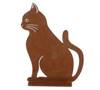 Gatto decorativo da giardino in acciaio corten, altezza 30 cm.