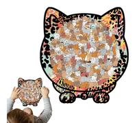 Gatto - Decorazione con cornice per foto - 135 pezzi Puzzle in legno per adulti con scatola di immagazzinaggio - per gioco, famiglia, amanti degli animali e stanza