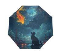 Gatto Dei Pesciolini Dello Spazio Cartoon Ombrello Pieghevole Automatico Ombrelli Antivento Protezione UV da Viaggio per Bambini Ragazzi Ragazze