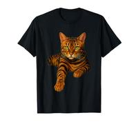 Gatto del Bengala Occhi Verdi Ritratto Realistico Amante Felino Maglietta