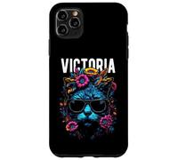 Gatto della città di Victoria che indossa occhiali da sole e fiori design Custodia per iPhone 11 Pro Max