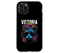 Gatto della città di Victoria che indossa occhiali da sole e fiori design Custodia per iPhone 11 Pro