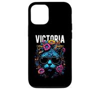 Gatto della città di Victoria che indossa occhiali da sole e fiori design Custodia per iPhone 12/12 Pro