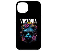Gatto della città di Victoria che indossa occhiali da sole e fiori design Custodia per iPhone 13