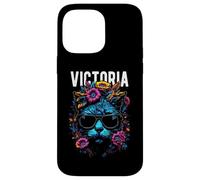 Gatto della città di Victoria che indossa occhiali da sole e fiori design Custodia per iPhone 14 Pro Max