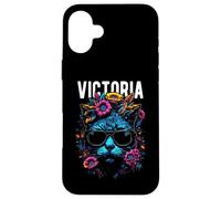Gatto della città di Victoria che indossa occhiali da sole e fiori design Custodia per iPhone 16 Plus