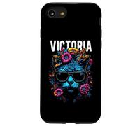 Gatto della città di Victoria che indossa occhiali da sole e fiori design Custodia per iPhone SE (2020) / 7/8