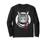 Gatto della consapevolezza del mieloma multiplo di sostegno del nastro bordeaux Maglia a Manica
