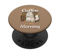 gatto della foresta dolce gatto sbornia e tazza di caffè al mattino PopSockets PopGrip Adesivo