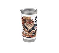 Gatto della foresta maestro sushi cucina giapponese samurai combattente Bicchiere termico in acciaio inox doppia parete