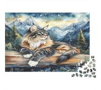 Gatto della Foresta Puzzle 1000 Pezzi Carta per Adulti Paesaggio di Montagna Gioco di Puzzle 1000 Pezzi Famiglia Relax Decorazione Regalo 38x26cm/1000pcs