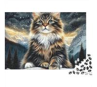 Gatto della Foresta Puzzle 1000 Pezzi Carta Set Puzzle 1000 Pezzi Vista Notturna Montagna Relax Adulti Famiglia Regalo 70x50cm/1000pcs