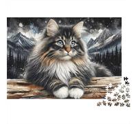 Gatto della Foresta Puzzle 1000 Pezzi Gioco di Puzzle 1000 Pezzi Carta Paesaggio di Montagna Puzzle per Adulti Relax Concentrazione Interazione Decorazione Regalo 70x50cm/1000pcs