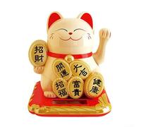 Gatto della fortuna a energia solare, 5 cm, ornamento decorativo per attirare buona fortuna a casa o al lavoro (giallo)