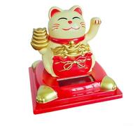 Gatto della fortuna a energia solare per scrivania o auto, un'aggiunta unica alla tua collezione di decorazioni per la casa (giallo)