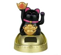 Gatto della fortuna che sventola automatico a energia solare illumina la tua casa o l'ufficio con questa incantevole decorazione (nero)