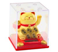 Gatto della fortuna cinese beige con meccanismo solare