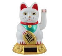 Gatto della fortuna Gatto cinese Maneki neko base tonda solare 18 cm bianco