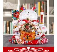 Gatto della Fortuna, Gatto Ky Giapponese, Gatto del Braccio Ondeggiante Buona K Ricchezza Fortuna Gatti Accoglienti Feng Shui Fortune Cat Significato Che Gli Affari Sono in Piena ESP, B, 11 inch