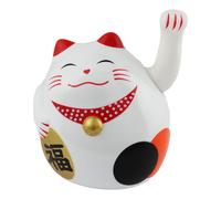 Gatto della fortuna Maneki neko forma rotonda solare 11 cm bianco