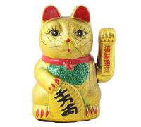Freak Scene Gatto della Fortuna - Gatto Cinese - Maneki Neko in Ceramica - 17 cm - Oro