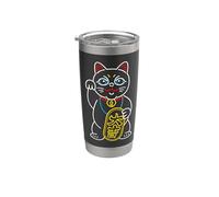 Gatto della Fortuna Maneki Neko Stile Synthwave Bicchiere termico in acciaio inox doppia parete