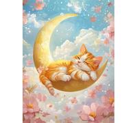 Gatto della Luna Dipingere con i Numeri per Adulti Senza Cornice 40x50cm,Kit di Pittura a Olio su Tela Fai da Te per Principianti con pennelli e pigmenti Acrilici per Decora Regalo