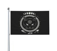 Gatto Della Luna Occulta Strega Pagana Wicca Nera Garden Flag Resistente Alle Intemperie Bandiere Da Giardino Divertente Bandiera Da Cortile Decorazione Per All'Aperto Esterni Fattoria 90X152Cm