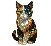 Gatto di cristallo realistico arte animale collezione statuetta da tavolo ornamento statua casa (nero) Krf83 (A, 7x9x10cm)